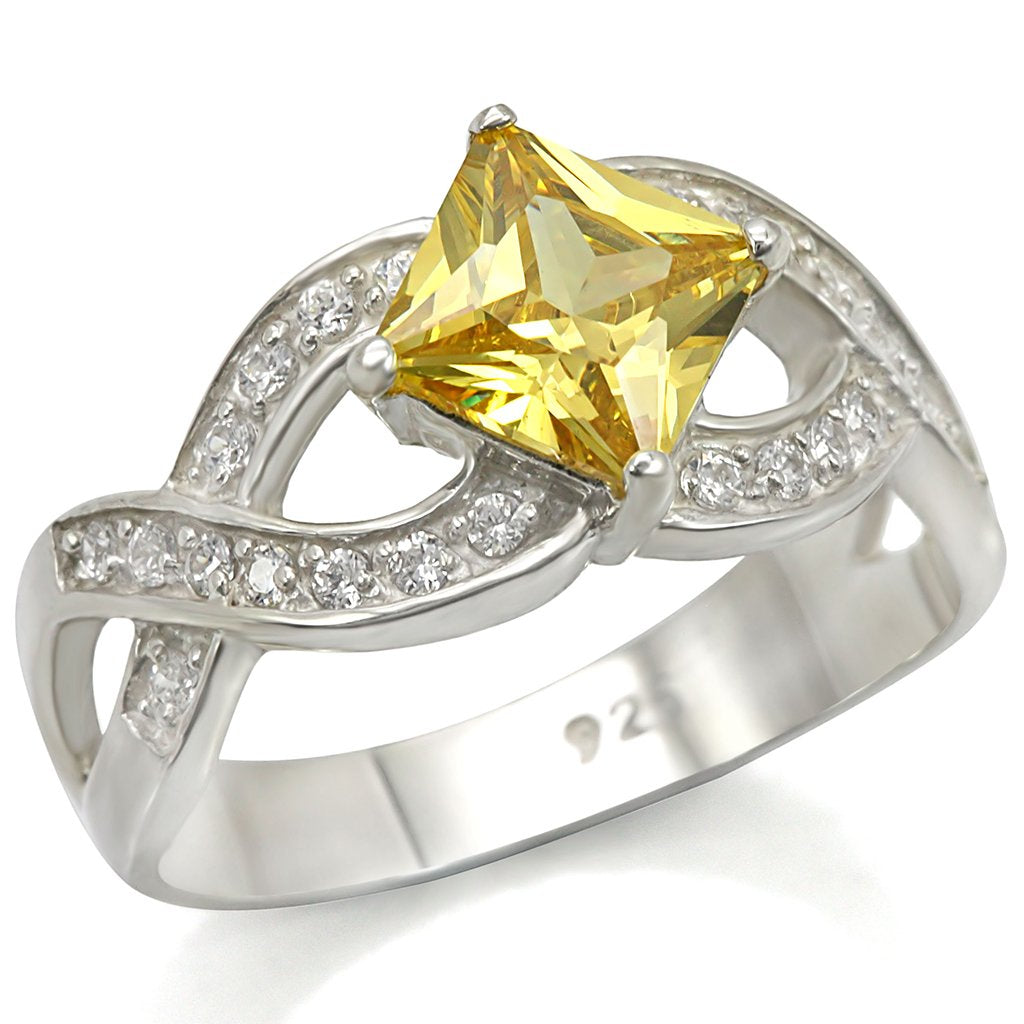 Silver 925 Sterling Silver Ring with AAA Grade CZ in Topaz