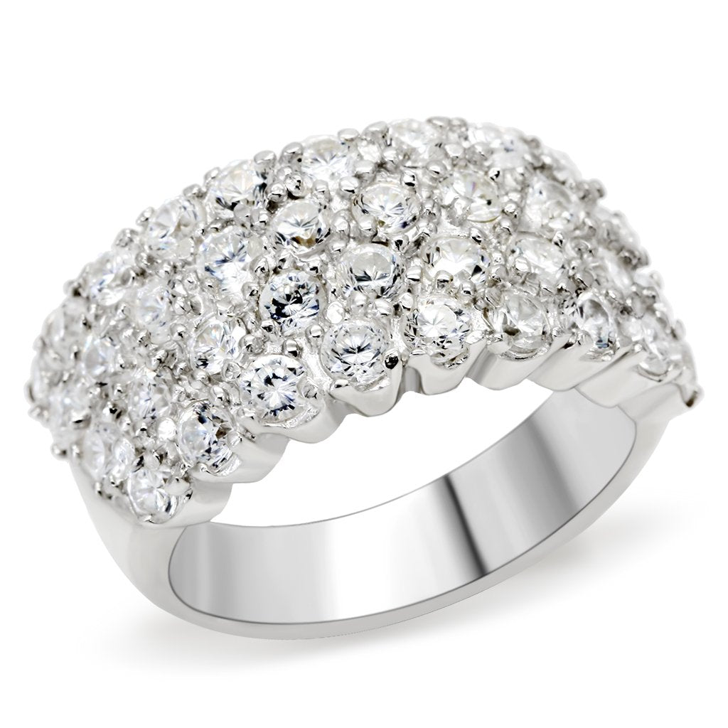 Silver 925 Sterling Silver Ring with AAA Grade CZ in Clear