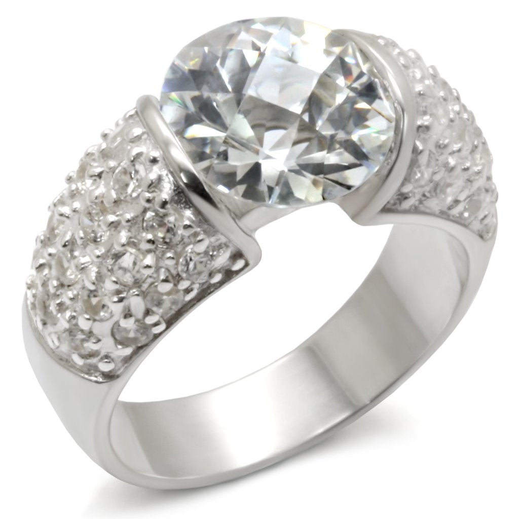High-Polished 925 Sterling Silver Ring with AAA Grade CZ