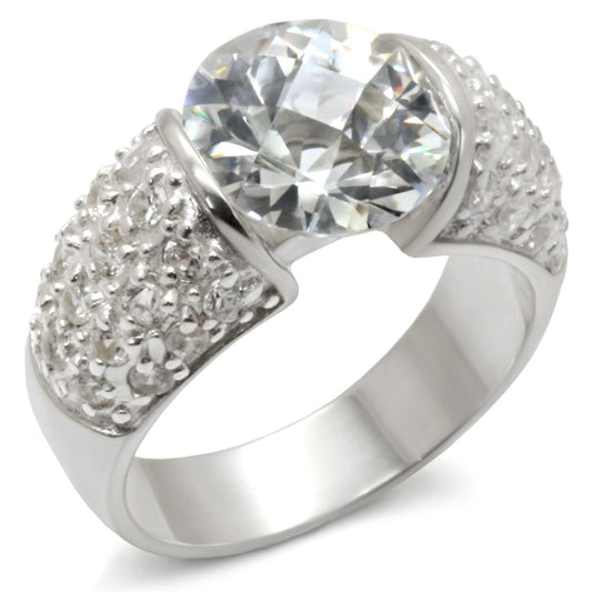 High-Polished 925 Sterling Silver Ring with AAA Grade CZ