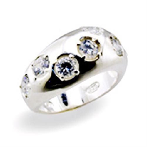 High-Polished 925 Sterling Silver Ring with AAA Grade CZ  in C