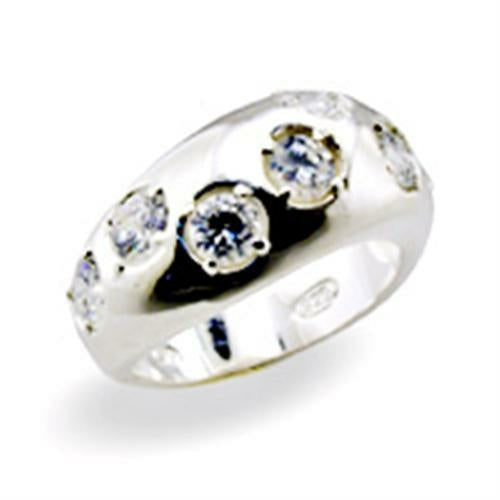 High-Polished 925 Sterling Silver Ring with AAA Grade CZ  in C