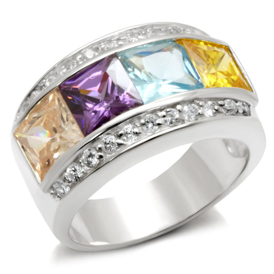 High-Polished 925 Sterling Silver Ring with AAA Grade CZ