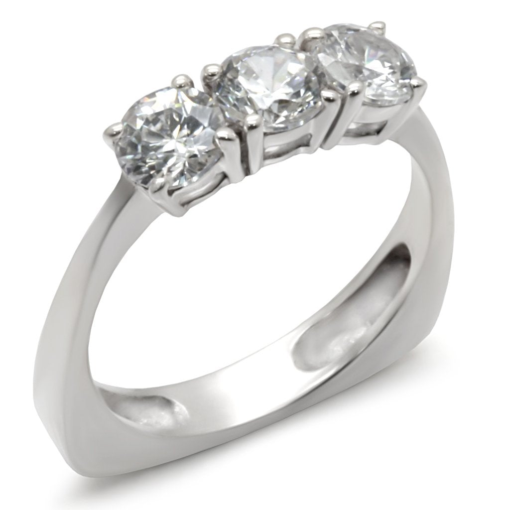 High-Polished 925 Sterling Silver Ring with AAA Grade CZ