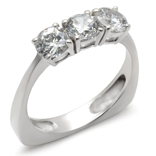High-Polished 925 Sterling Silver Ring with AAA Grade CZ