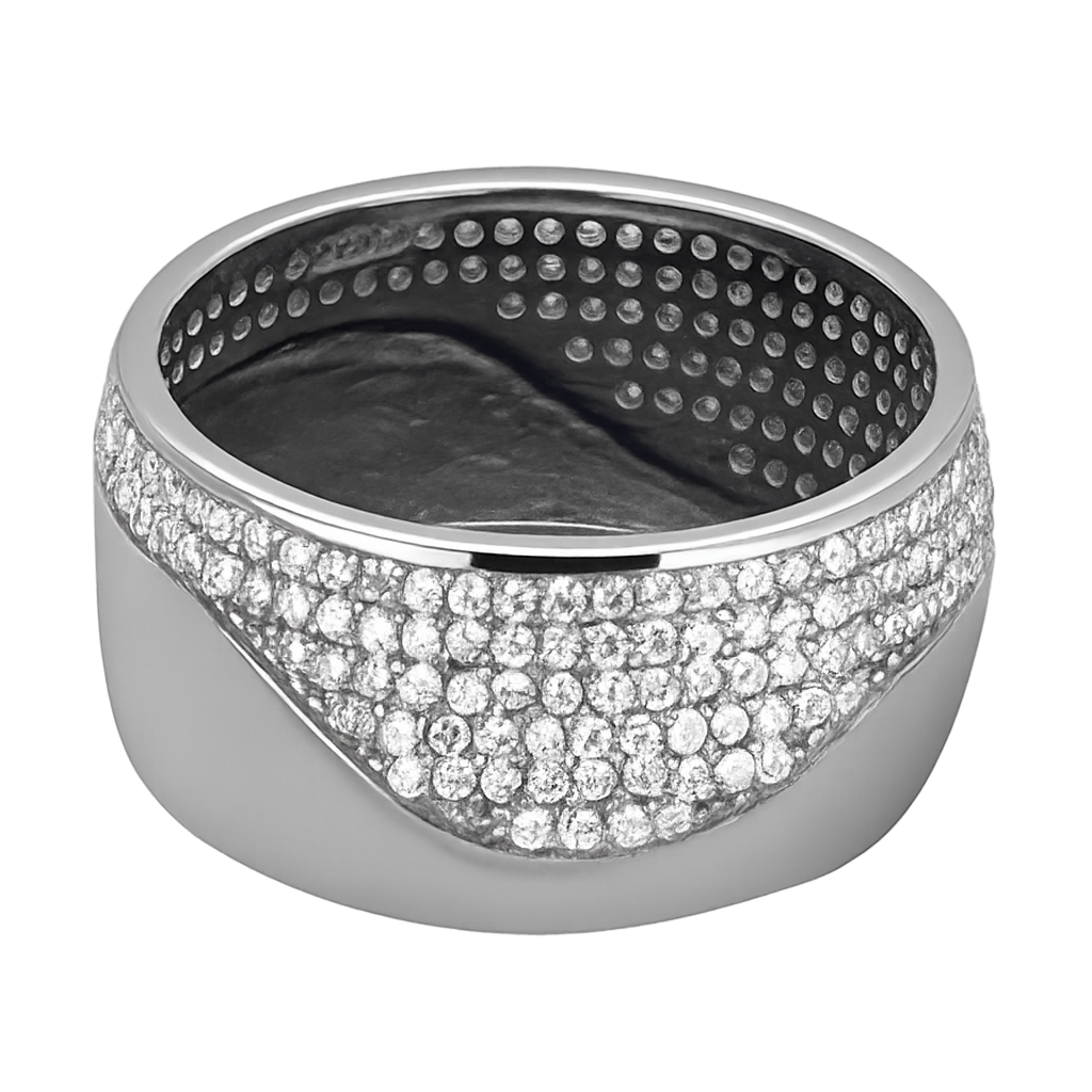 Rhodium 925 Sterling Silver Ring with AAA Grade CZ  in Clear