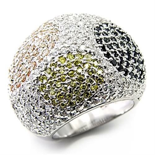 High-Polished 925 Sterling Silver Ring with AAA Grade CZ  in J