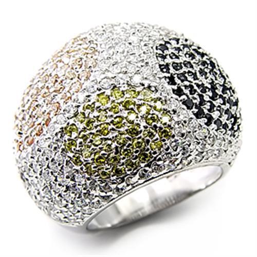 High-Polished 925 Sterling Silver Ring with AAA Grade CZ  in J