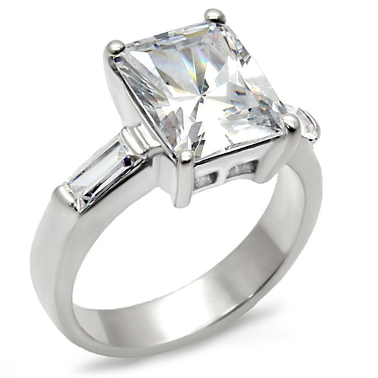 High-Polished 925 Sterling Silver Ring with AAA Grade CZ