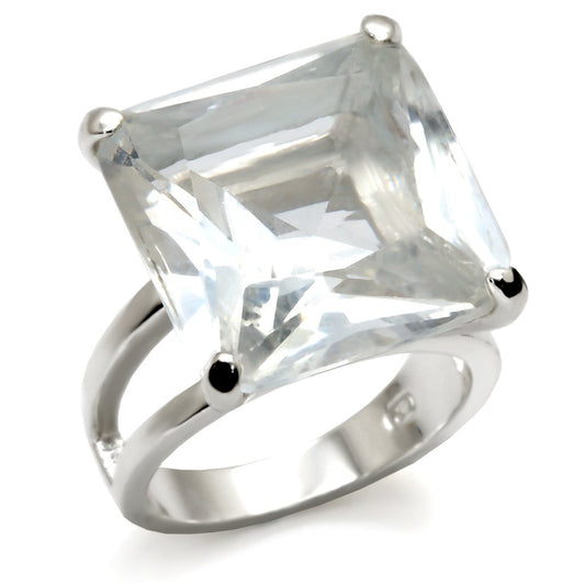 High-Polished 925 Sterling Silver Ring with AAA Grade CZ