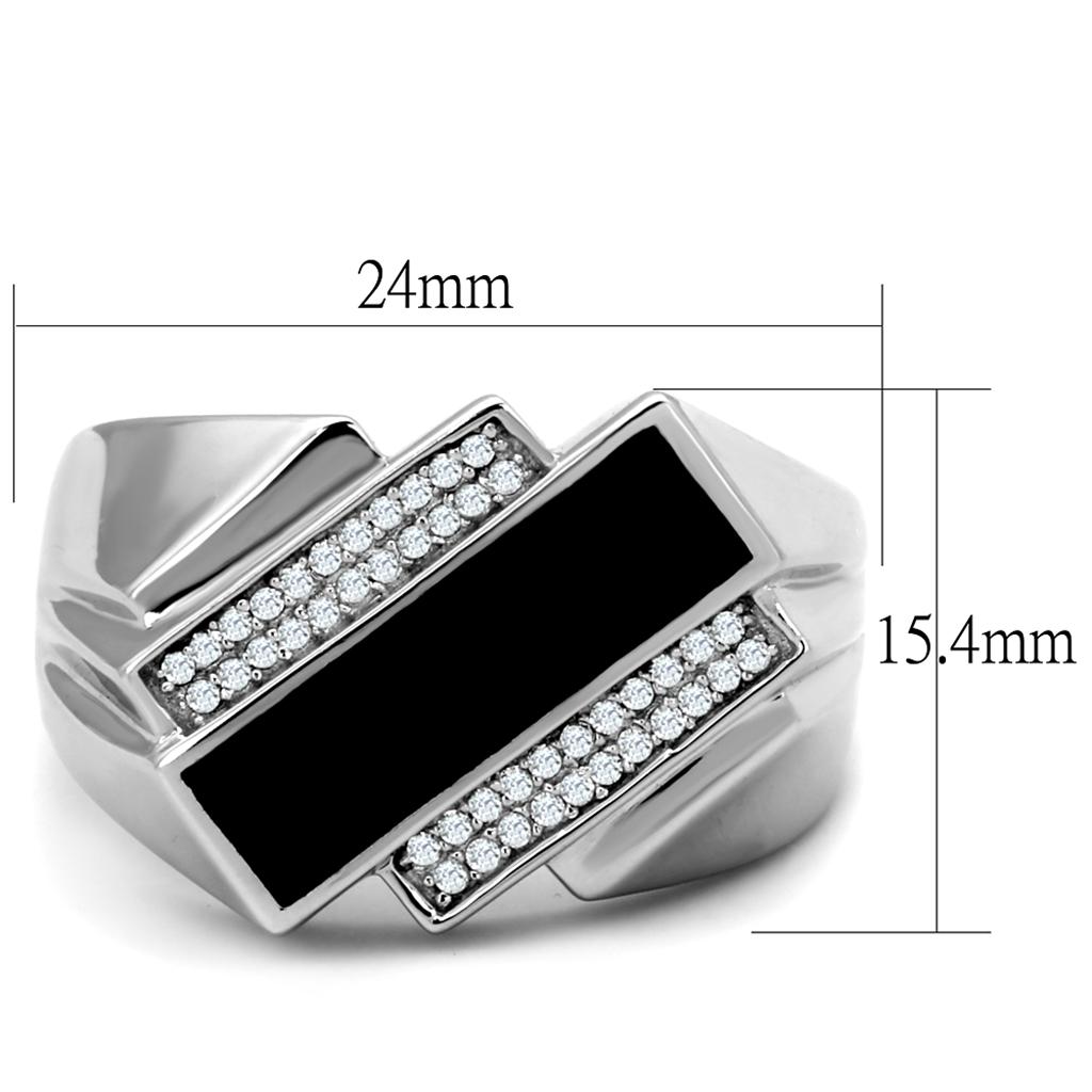 Rhodium 925 Sterling Silver Ring with AAA Grade CZ  in Clear