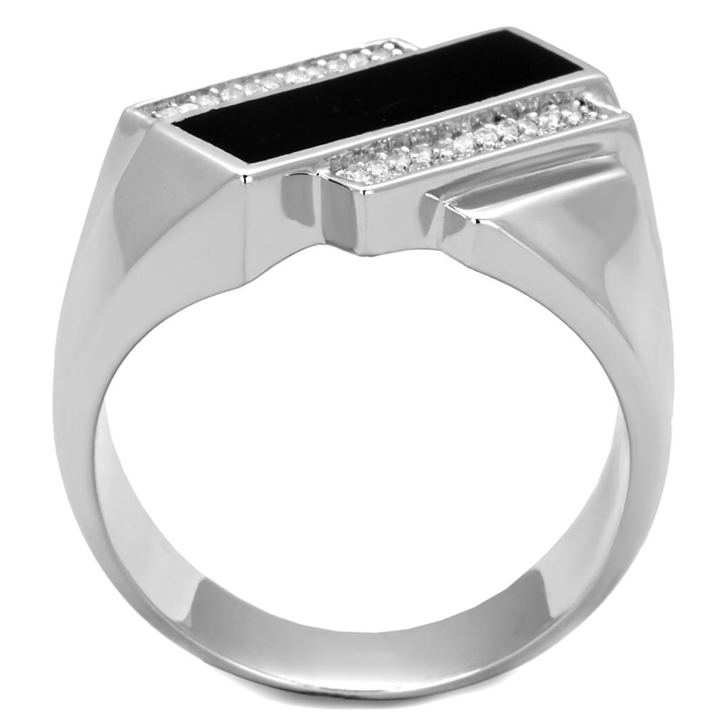 Rhodium 925 Sterling Silver Ring with AAA Grade CZ  in Clear