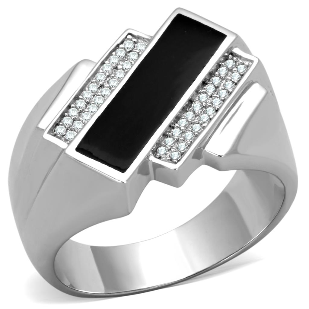 Rhodium 925 Sterling Silver Ring with AAA Grade CZ  in Clear