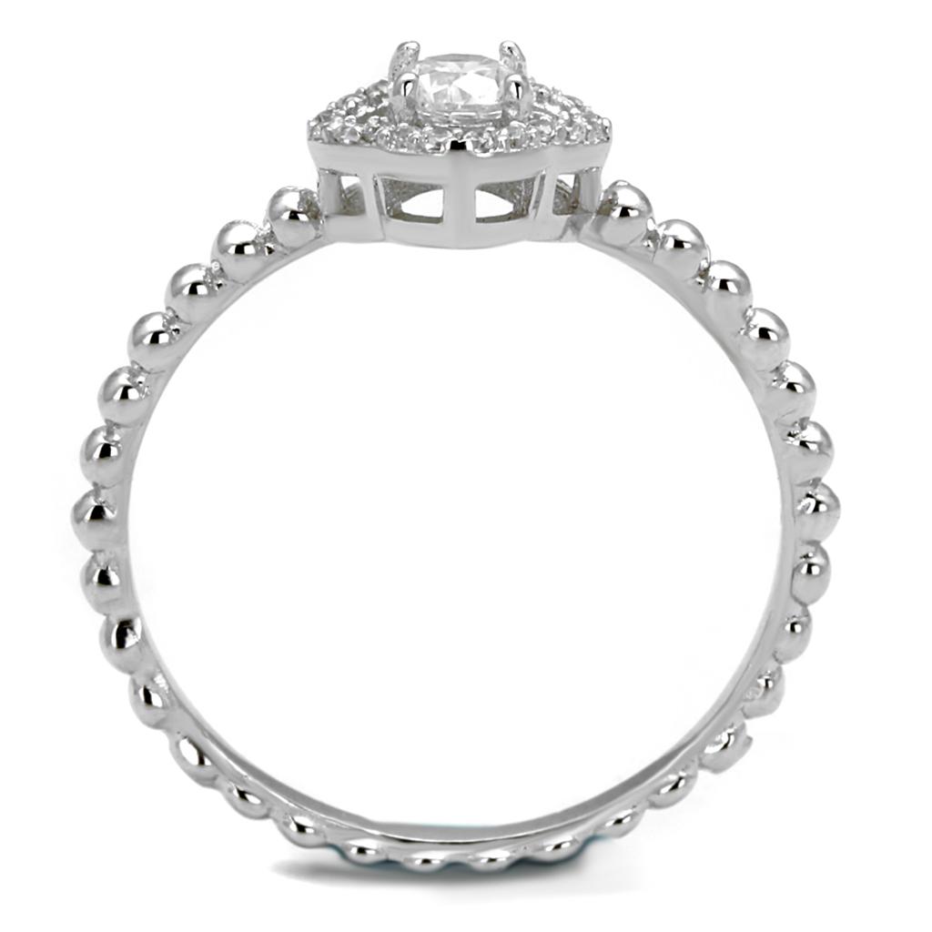 Rhodium 925 Sterling Silver Ring with AAA Grade CZ  in Clear