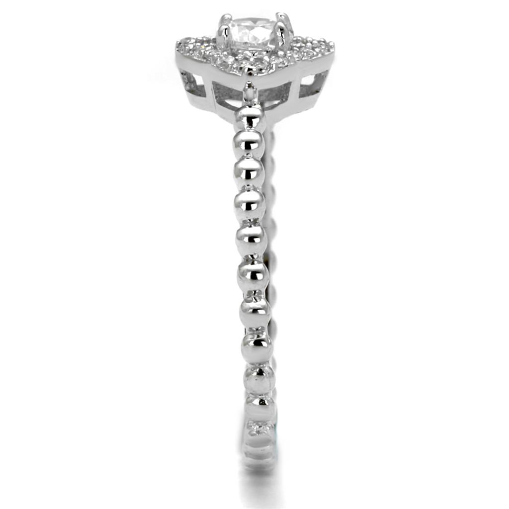 Rhodium 925 Sterling Silver Ring with AAA Grade CZ  in Clear
