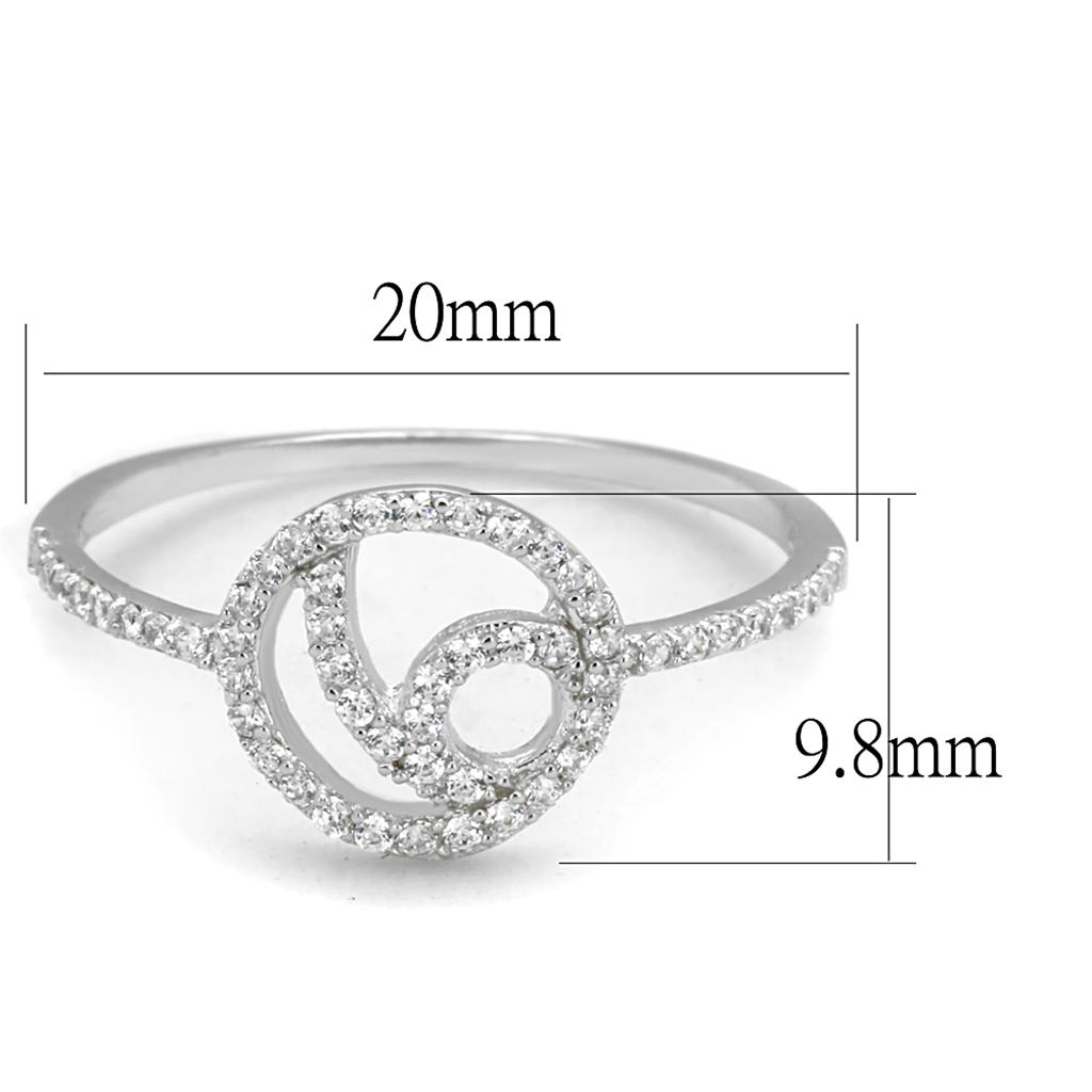 Rhodium 925 Sterling Silver Ring with AAA Grade CZ  in Clear