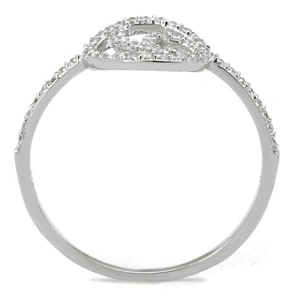 Rhodium 925 Sterling Silver Ring with AAA Grade CZ  in Clear