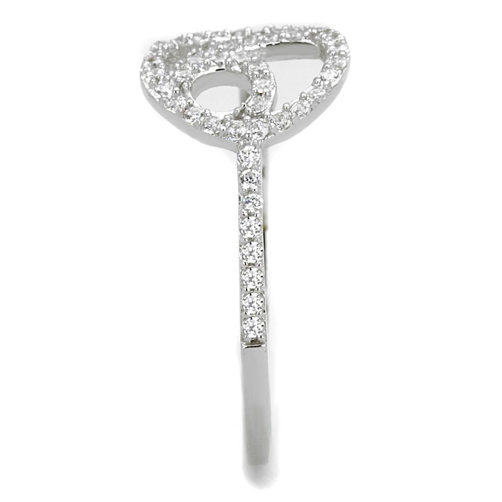 Rhodium 925 Sterling Silver Ring with AAA Grade CZ  in Clear