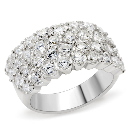 Silver 925 Sterling Silver Ring with AAA Grade CZ  in Clear