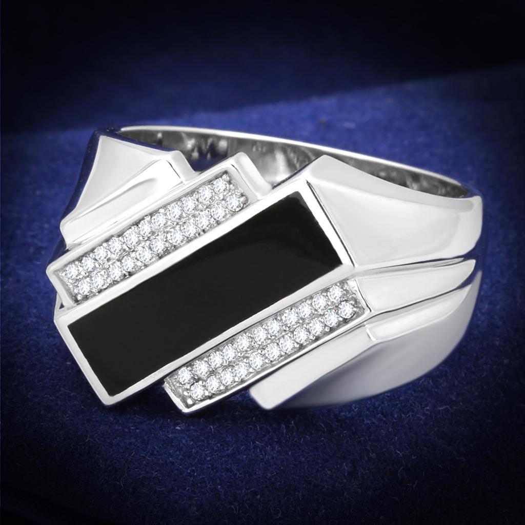 Rhodium 925 Sterling Silver Ring with AAA Grade CZ  in Clear