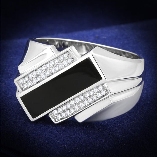 Rhodium 925 Sterling Silver Ring with AAA Grade CZ  in Clear